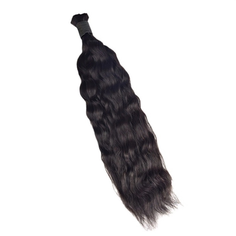 Wet and Wavy Bulk Human Hair - #1B Black Braiding Hair