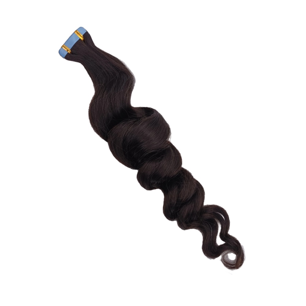 Tape In Hair Extensions - #1B Loose Deep Wave Human Hair