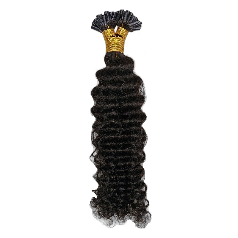 U-Tip Hair Extensions - #1B Deep Wave Human Hair