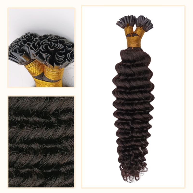U-Tip Hair Extensions - #1B Deep Wave Human Hair