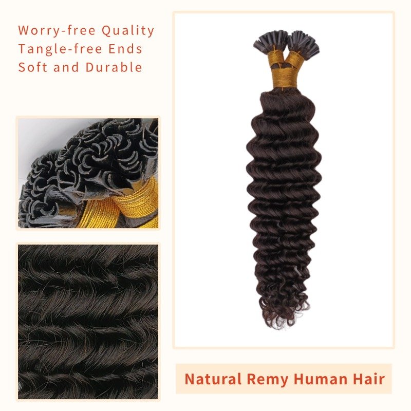 U-Tip Hair Extensions - #1B Deep Wave Human Hair