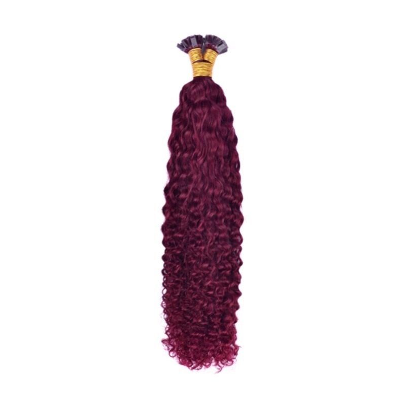K-Tip Hair Extensions - #99J Jerry Curly Human Hair