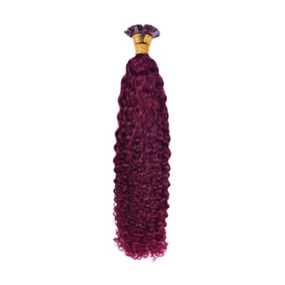 K-Tip Hair Extensions - #99J Jerry Curly Human Hair