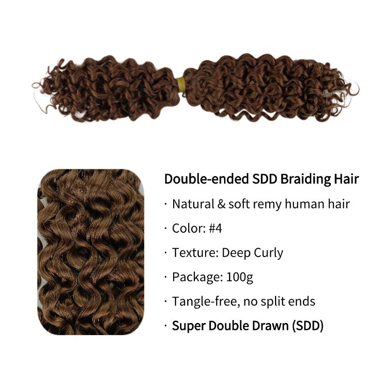 Double-ended Human Braiding Hair - #4 Deep Curly Hair