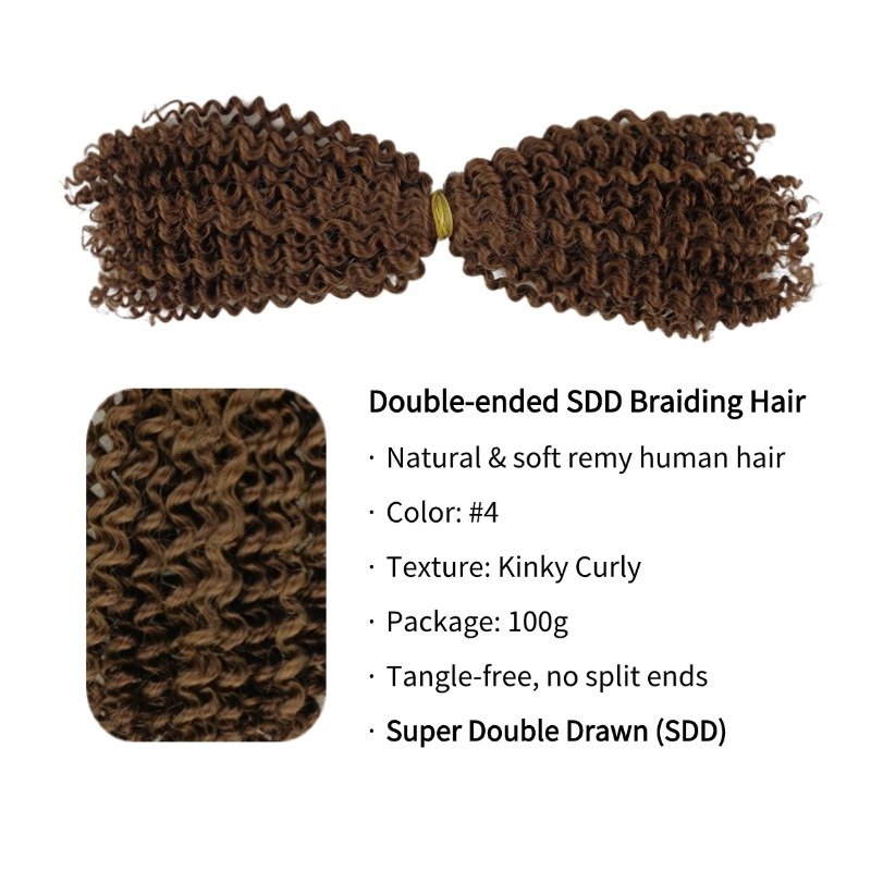 Double-ended Human Braiding Hair - #4 Kinky Curly Hair