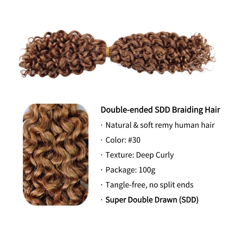 Double-ended Human Braiding Hair - #30 Deep Curly Hair
