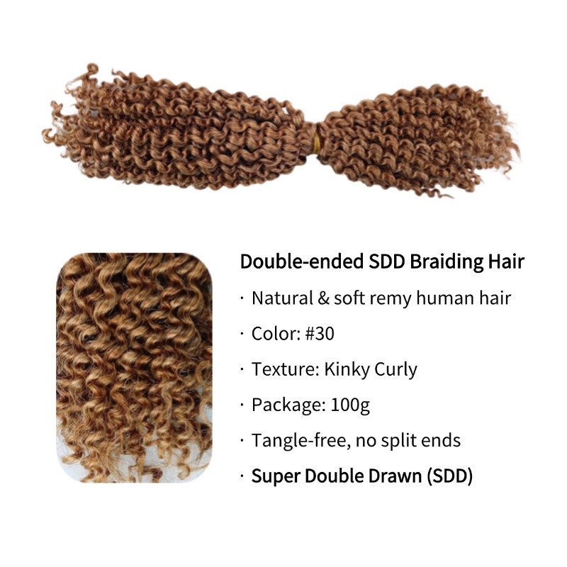 Double-ended Human Braiding Hair - #30 Kinky Curly Hair