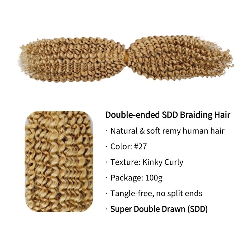 Double-ended Human Braiding Hair - #27 Kinky Curly Hair