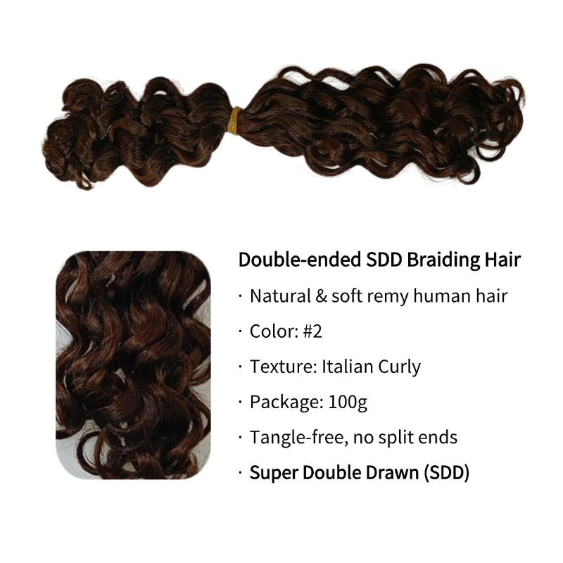 Double-ended Human Braiding Hair - #2 Italian Curly Hair