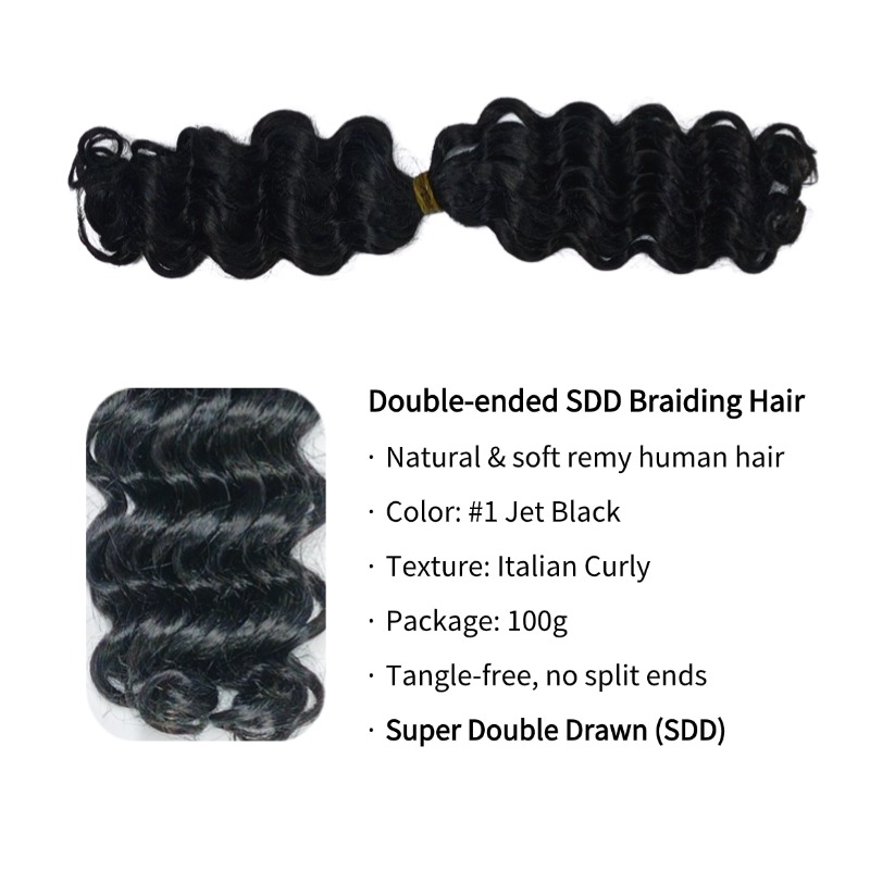 Double-ended Human Braiding Hair - #1 Italian Curly Hair