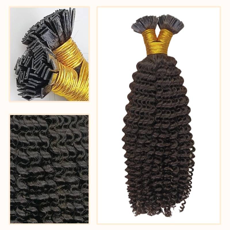 K-Tip Hair Extensions - #1B Kinky Curly Human Hair