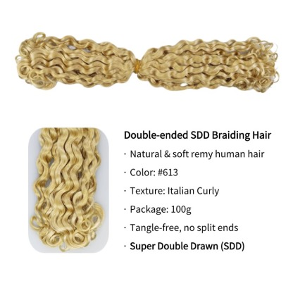 Double-ended Human Braiding Hair - #613 Italian Curly Hair
