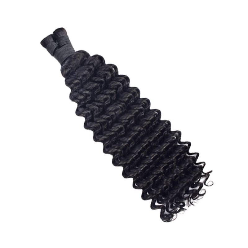 Deep Wave Bulk Human Hair - #1B Black Braiding Hair