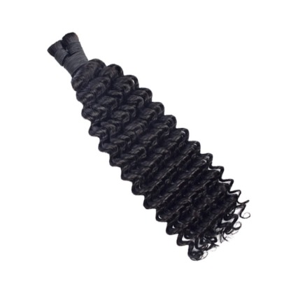 Deep Wave Bulk Human Hair - #1B Black Braiding Hair