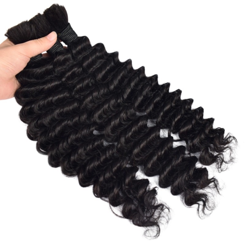 Deep Wave Bulk Human Hair - #1B Black Hair Extensions