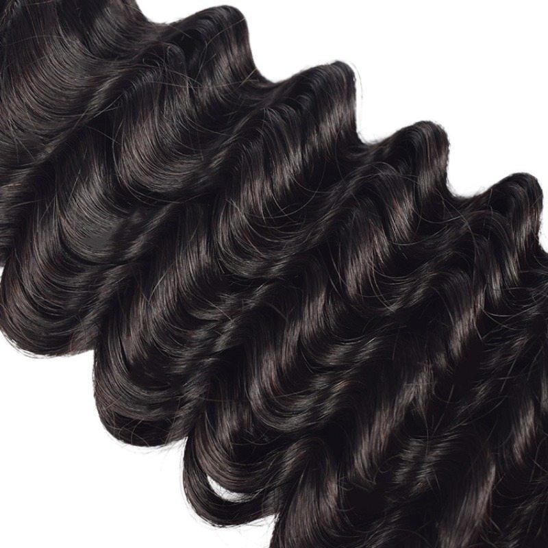 Deep Wave Bulk Human Hair - #1B Black Braiding Hair