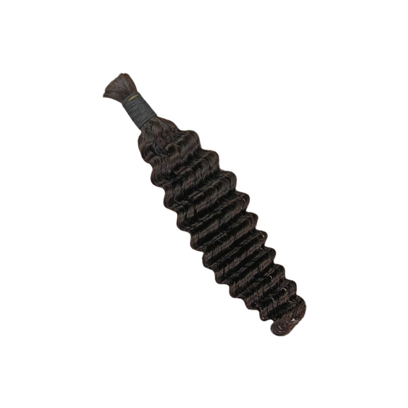Deep Wave Bulk Human Hair - #1B Black Braiding Hair