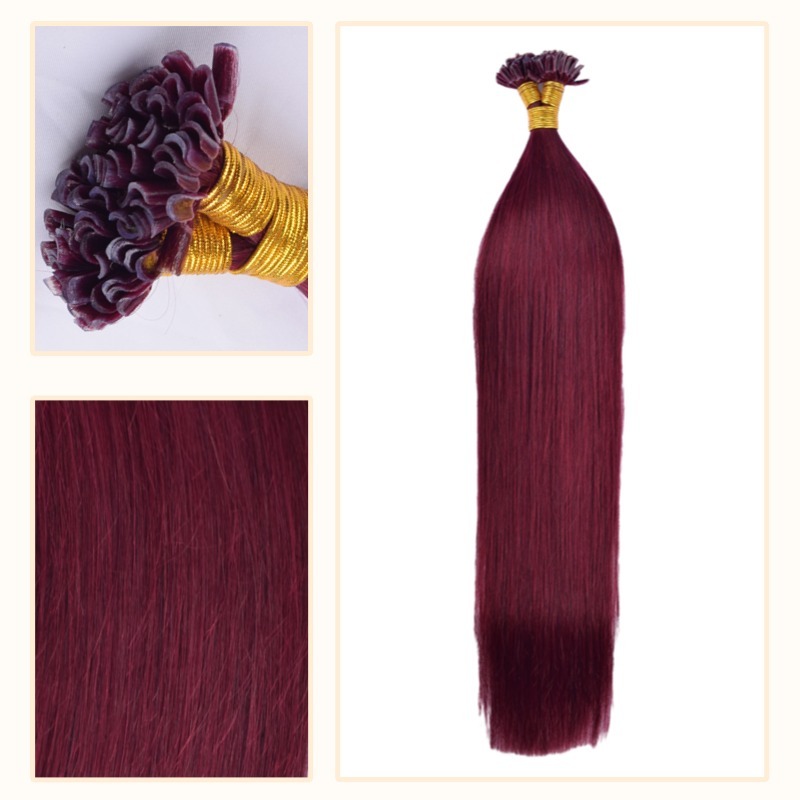 U-Tip Hair Extensions - #99J Straight Human Hair
