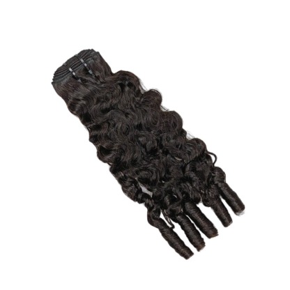 Sew In Hair Extensions - #1B French Curly Human Hair Bundles