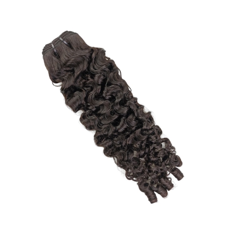 Sew In Hair Extensions - #1B French Curly Human Hair Bundles