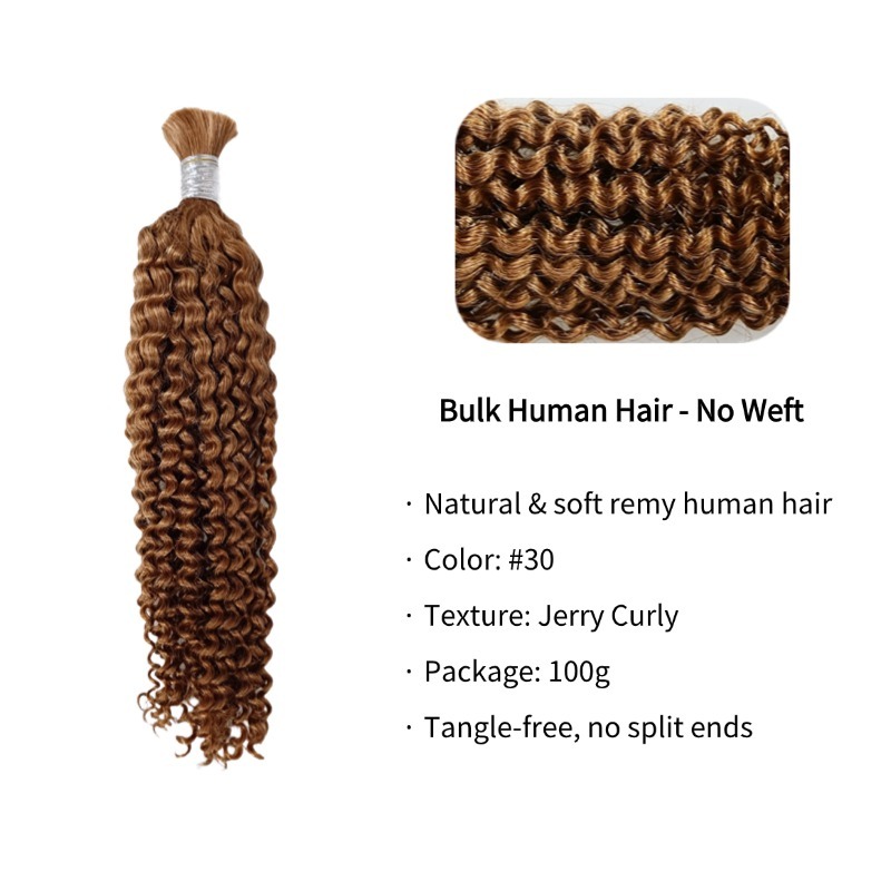 Jerry Curly Bulk Human Hair - #30 Braiding Hair