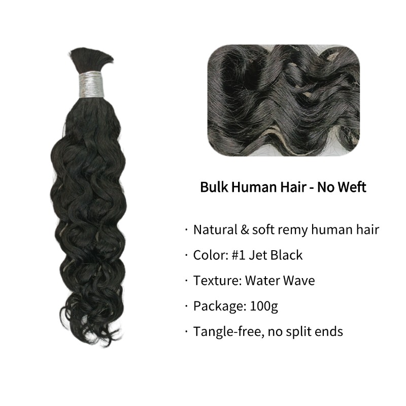 Water Wave Bulk Human Hair - #1 Braiding Hair