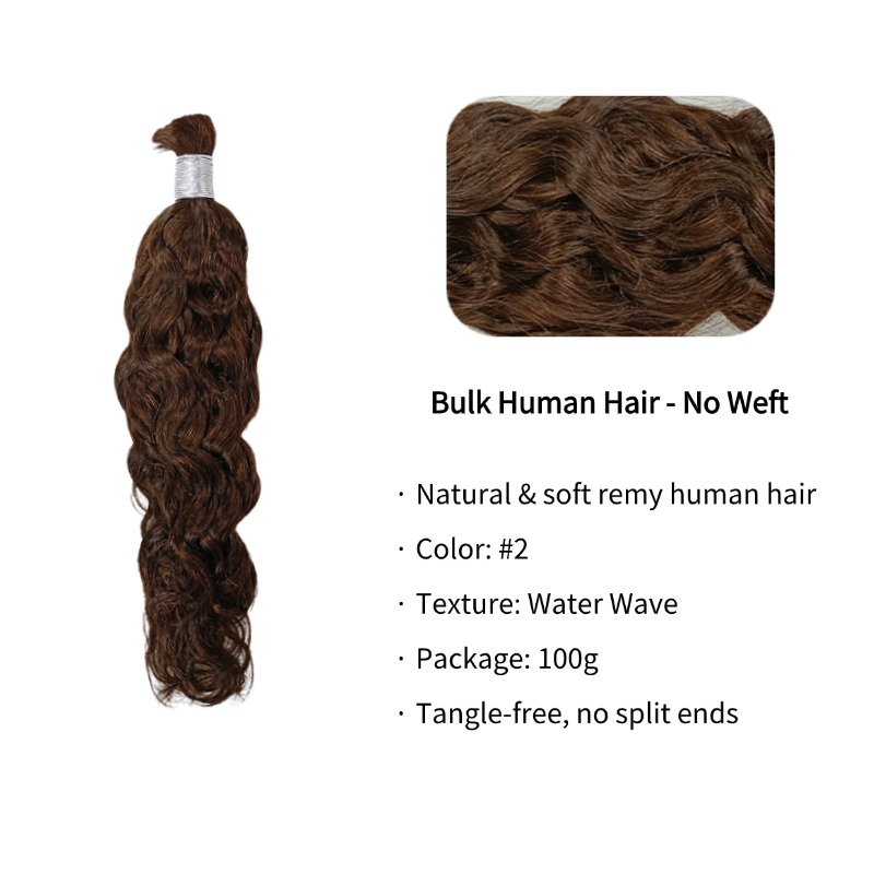 Water Wave Bulk Human Hair - #2 Braiding Hair