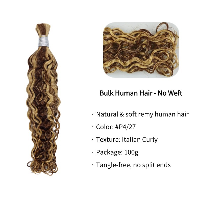 Italian Curly Bulk Human Hair - #4/27 Braiding Hair