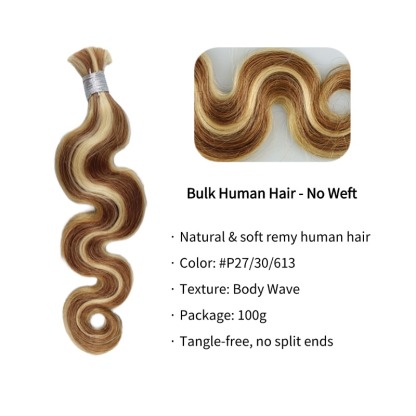 Body Wave Bulk Human Hair - #27/30/613 Braiding Hair