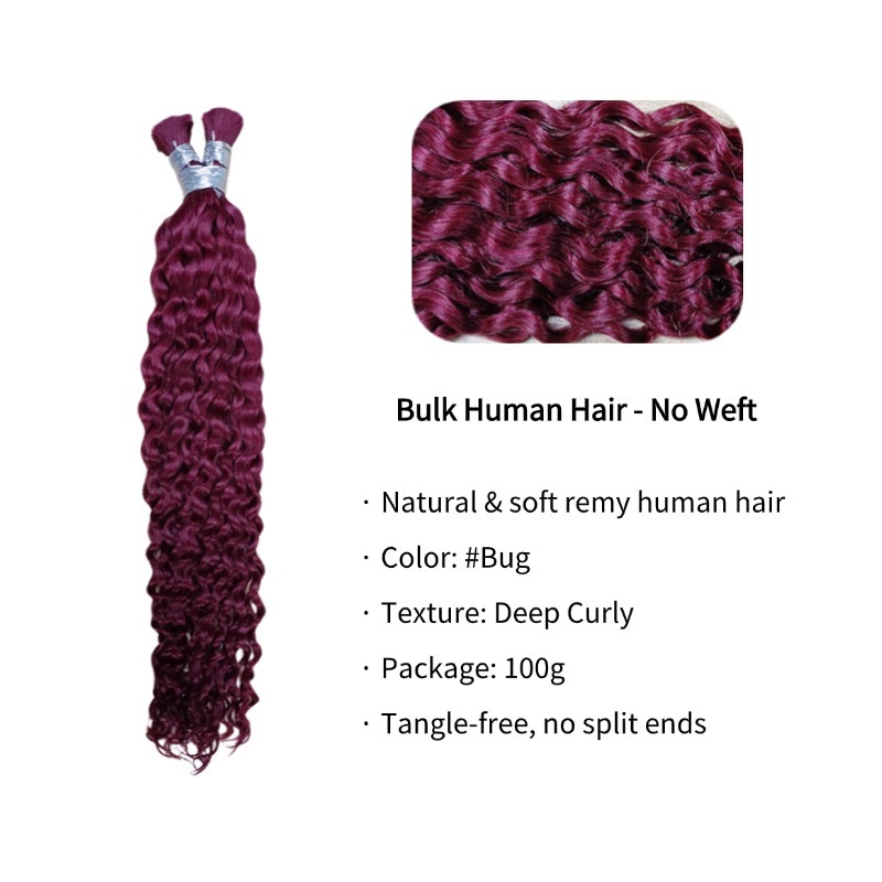 Deep Curly Bulk Human Hair - #Bug Braiding Hair