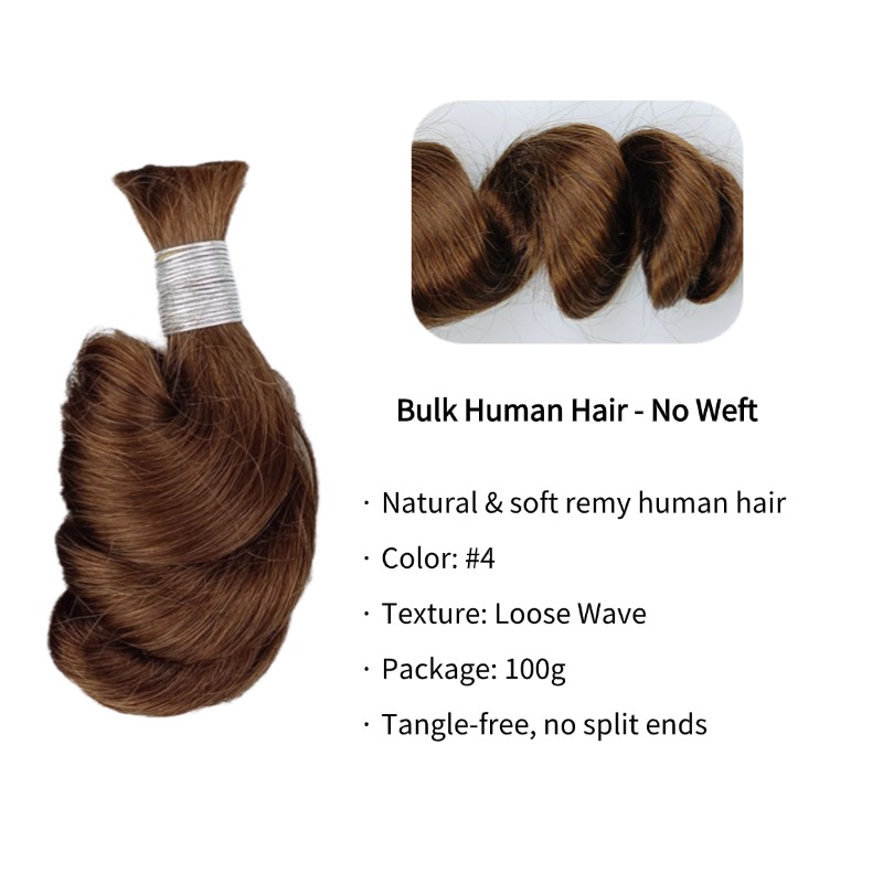Loose Wave Bulk Human Hair - #4 Braiding Hair