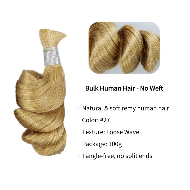 Loose Wave Bulk Human Hair - #27 Braiding Hair