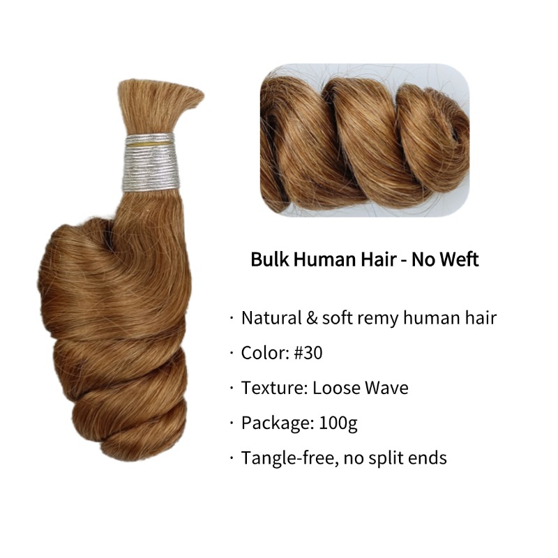 Loose Wave Bulk Human Hair - #30 Braiding Hair