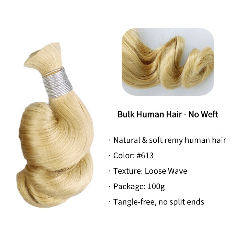 Loose Wave Bulk Human Hair - #613 Braiding Hair