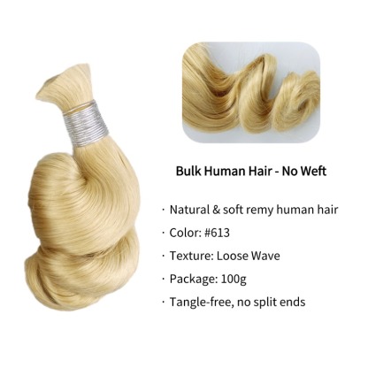Loose Wave Bulk Human Hair - #613 Braiding Hair