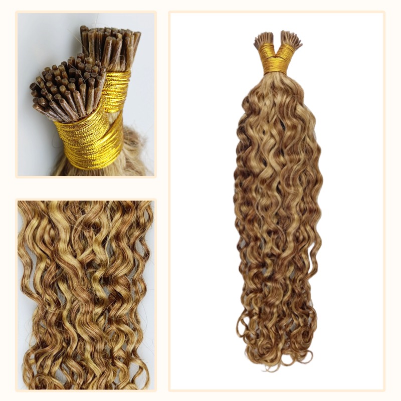 I-Tip Hair Extensions - #27/30 Italian Curly Human Hair