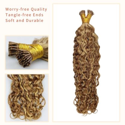 I-Tip Hair Extensions - #27/30 Italian Curly Human Hair