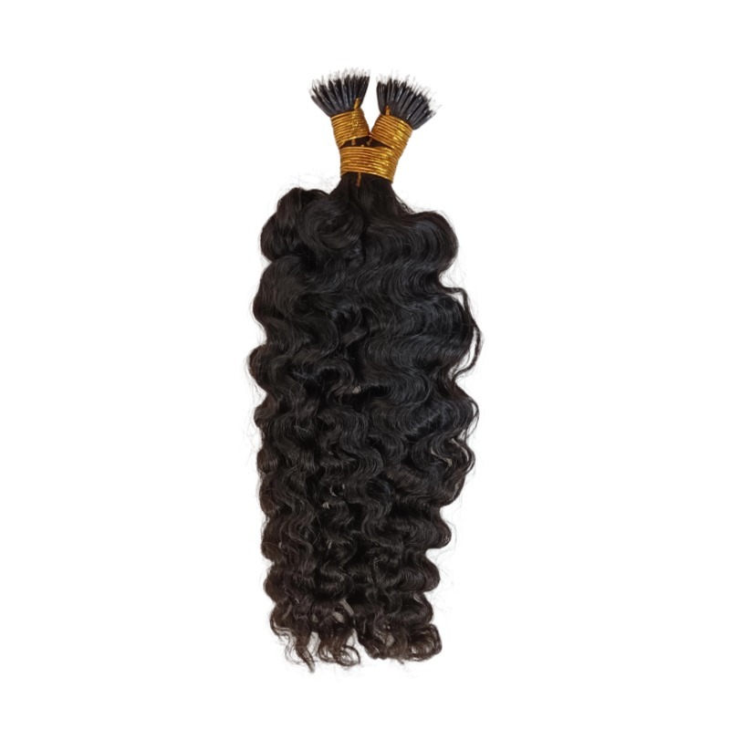 Nano Ring Hair Extensions - #1B Burmese Curly Human Hair