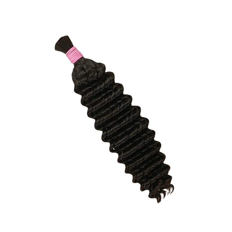 Deep Wave Bulk Human Hair - #1B Double Drawn Braiding Hair