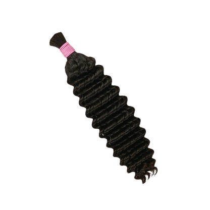 Deep Wave Bulk Human Hair - #1B Double Drawn Braiding Hair