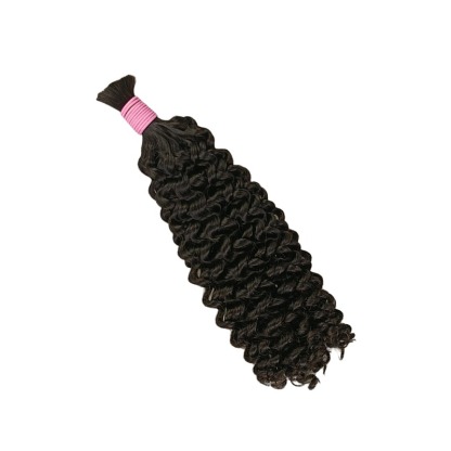 Deep Curly Bulk Human Hair - #1B Double Drawn Braiding Hair