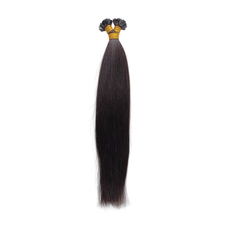 K-Tip Hair Extensions - #1B Yaki Straight Human Hair