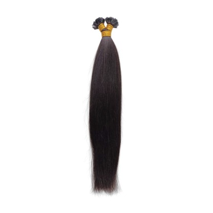 K-Tip Hair Extensions - #1B Yaki Straight Human Hair