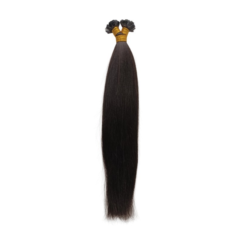 K-Tip Hair Extensions - #1B Yaki Straight Human Hair