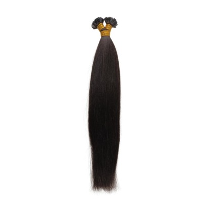 K-Tip Hair Extensions - #1B Yaki Straight Human Hair