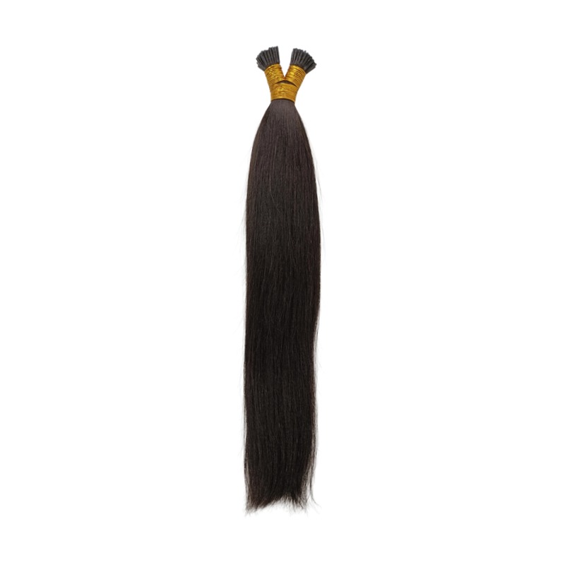 I-Tip Hair Extensions - #1B Yaki Straight Human Hair