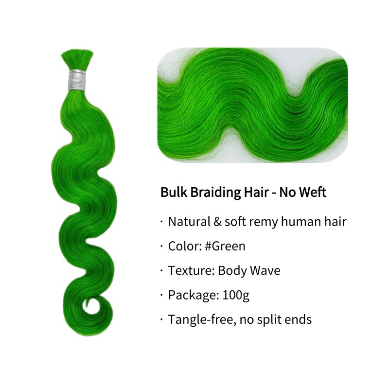 Body Wave Bulk Human Hair - #Green Braiding Hair
