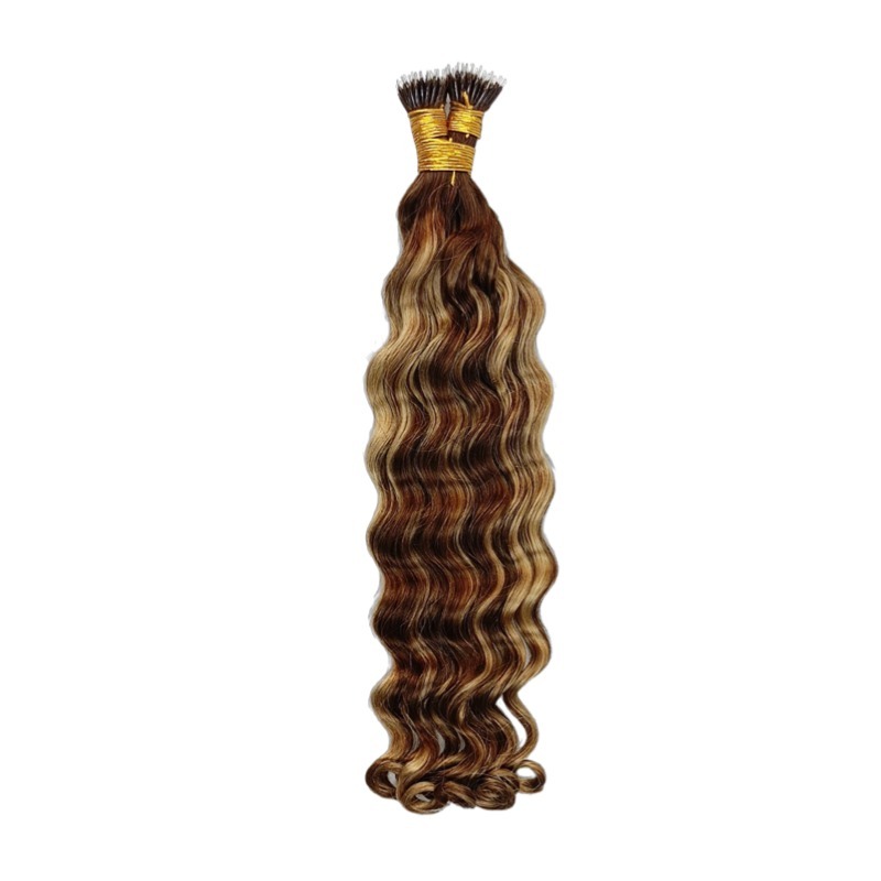 Nano Ring Hair Extensions - #T4/27/P4 Loose Deep Wave Human Hair