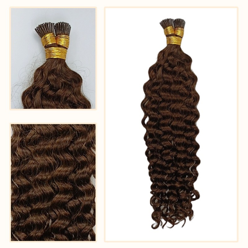 I-Tip Hair Extensions - #2 Deep Curly Human Hair
