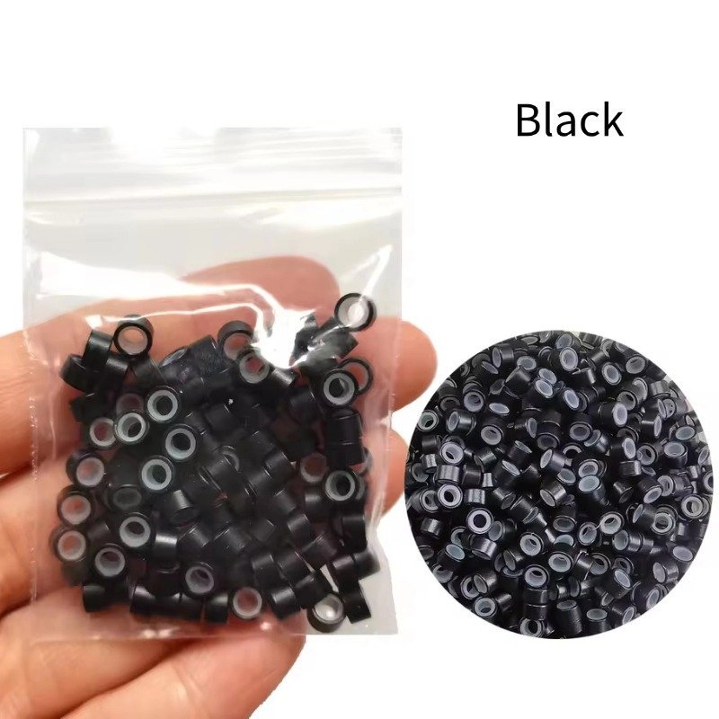 Silicone Beads for I-tip Hair Extensions-Black